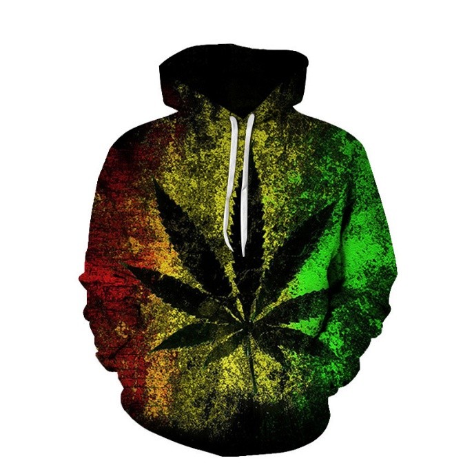 Hemp Leaf 3D Digital Printing Lovers Hoodie