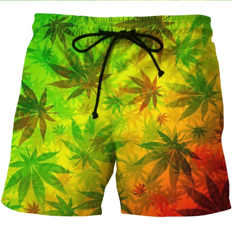Men's Quick-Drying Beach Shorts — Hemp Print